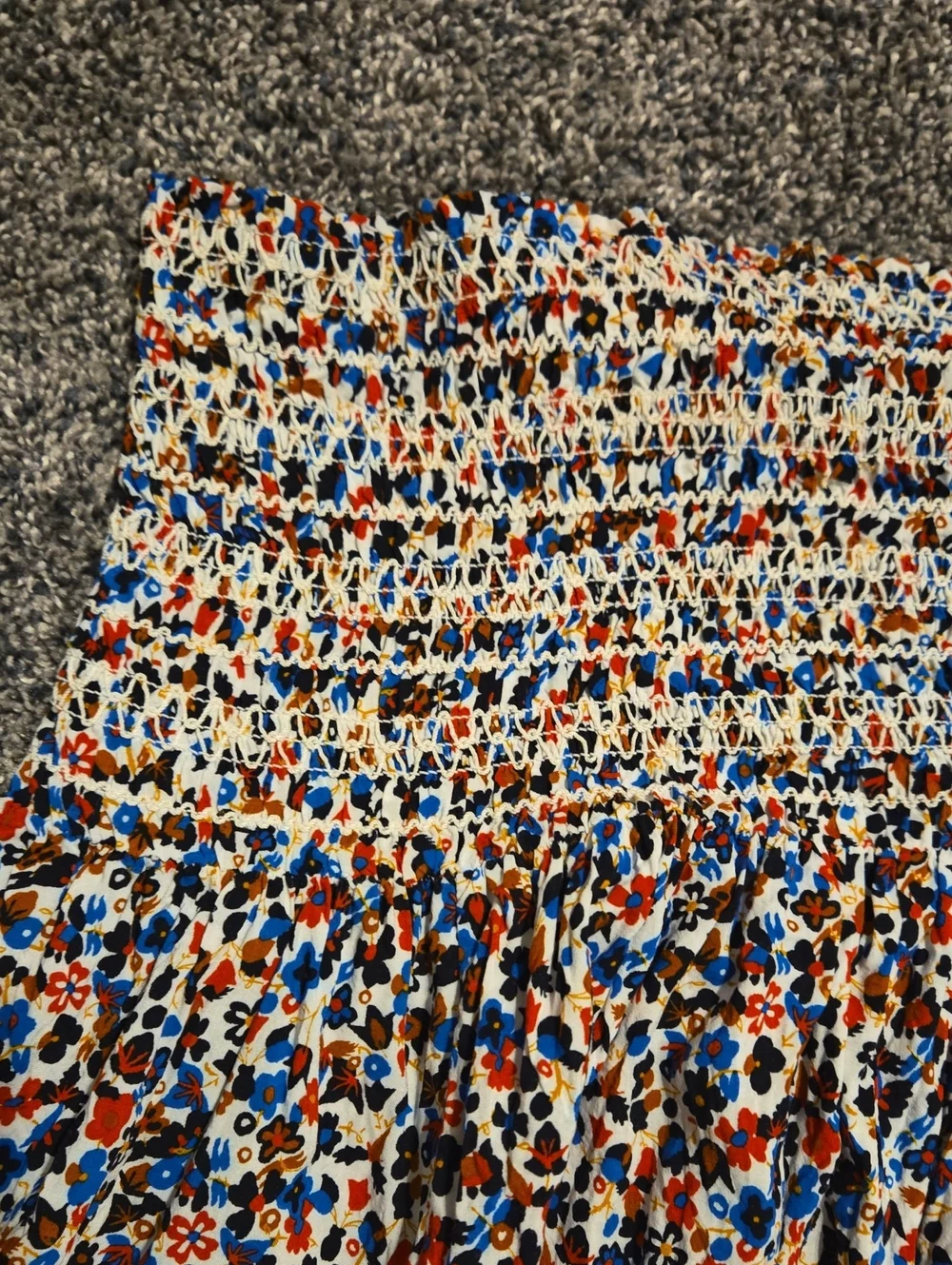 Tory Burch Wildflower Skirt With Smocked Waist, Small / Medium